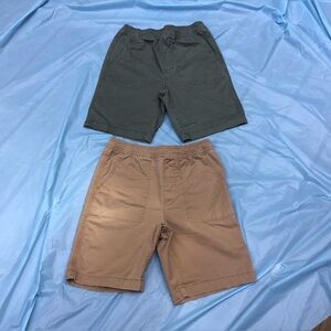 Two Boy’s Never Worn Khaki Shorts w/ Pockets, Army Green and Tan